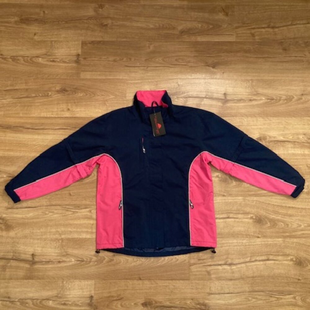 Microfiber Full Zip Jacket, Navy/Pink/Light Gray, Women's Medium (NWT)